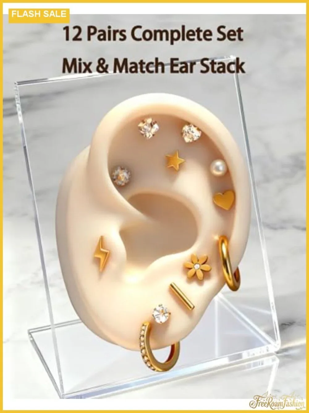 10 Pairs Hypoallergenic Earrings for Sensitive Ears, 18K Gold Plated & Silver